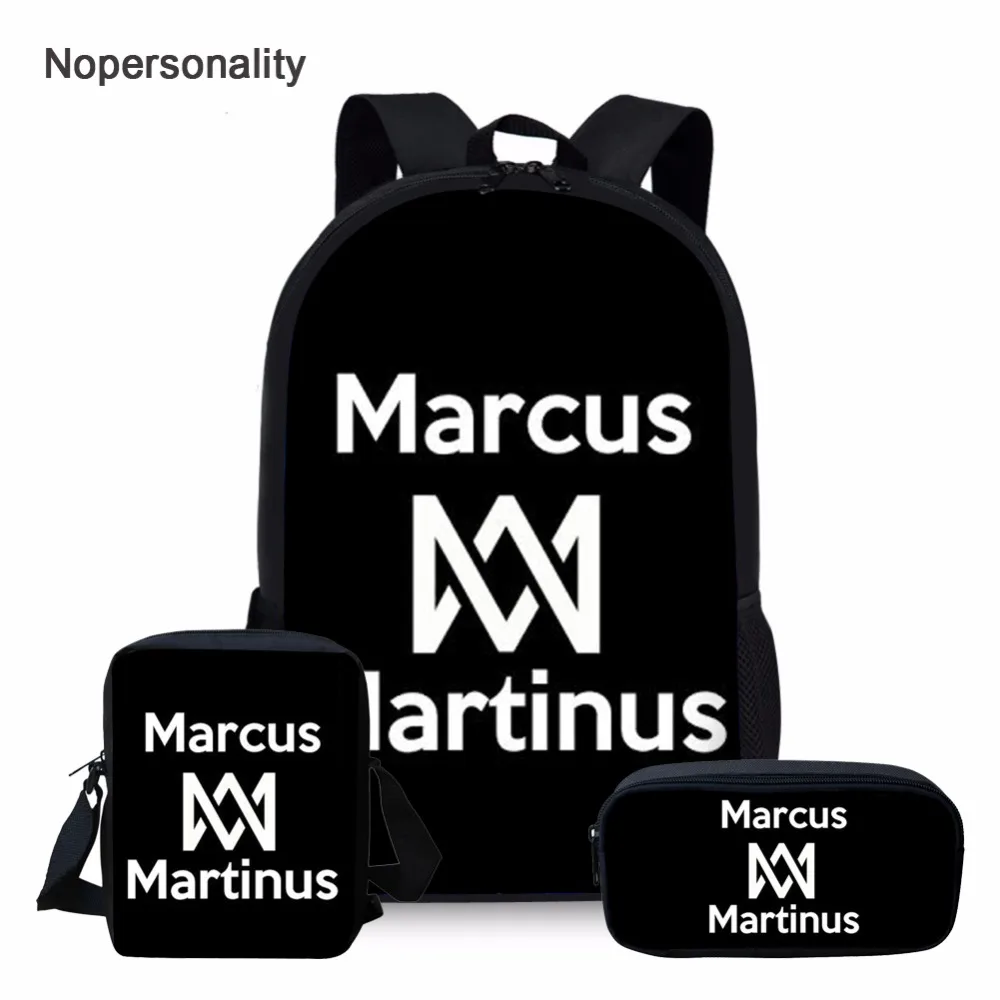 Nopersonality Black School Bag Set Cool Marcus And Martinus Print Schoolbag for Teenager Boys Girls Primary Children Kids Bags Nopersonality Black School Bag Set Cool Marcus And Martinus Print Schoolbag for Teenager Boys Girls Primary Children Kids Bags
