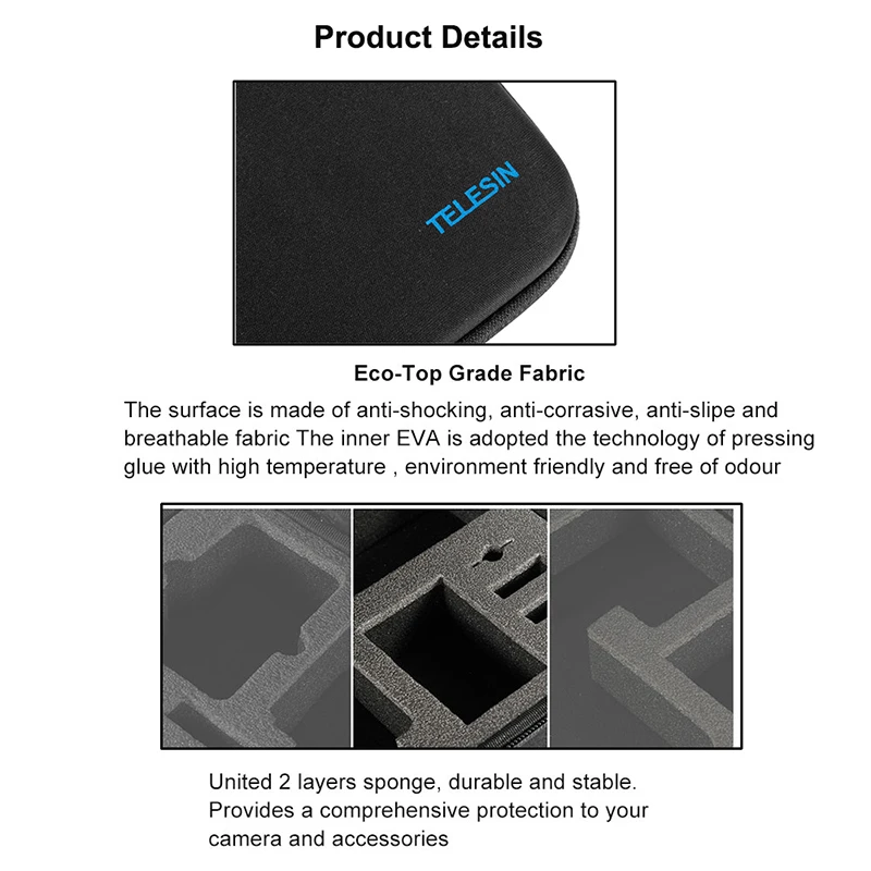 TELESIN Защитная сумка для хранения EVA коробка чехол для Gopro Hero 7 6 5 4 Xiaomi YI 4k SJCAM SJ4000 5000 eken сумки сумка для камеры