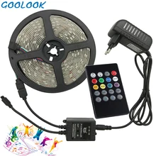 Goolook RGB Светодиодные ленты светильник 5050 SMD 5 м 10 м светодиодный светильник лента Водонепроницаемый RGB лазерный диод светодиодный лента музыкальный ИК контроллеп+ Питание