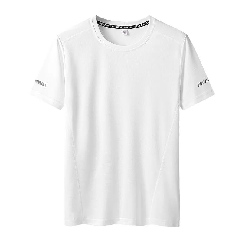 Летние мужские быстросохнущие футболки для кемпинга, походов, тройников, альпинизма, фитнеса, спорта, белые футболки для бега, велоспорта, топы большого размера - Цвет: White