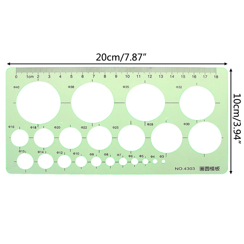 

Green Plastic Circles Geometric Template Ruler Stencil Measuring Tool Students