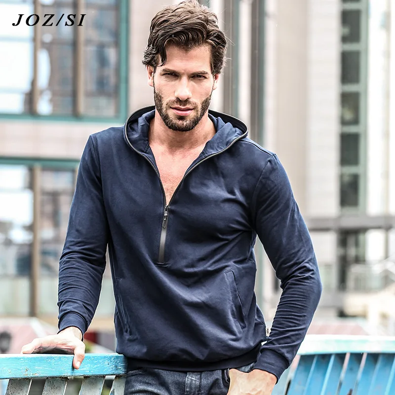 

Men Shirt Long Sleeve Hoodie Half Zipper Fasion 2018 Hooded Male Jacket Zipper Sweatshirt Male Tracksuit