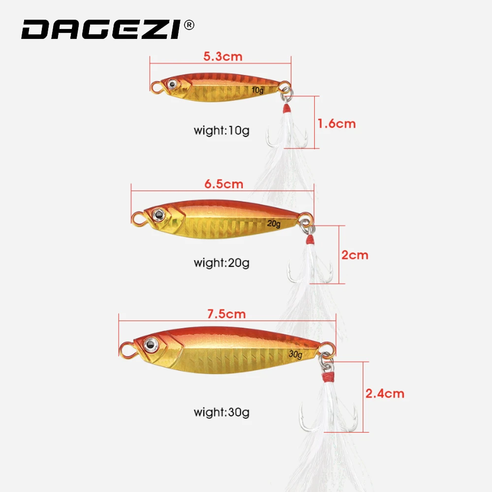 DAGEZI طعم صيد معدن الطعم الثابت 10g/20g/30g SaltwaterJigging الصيد إغراء الليزر الجسم غرق الطعم ل الكارب الصيد التصيد الرقصة إغراء