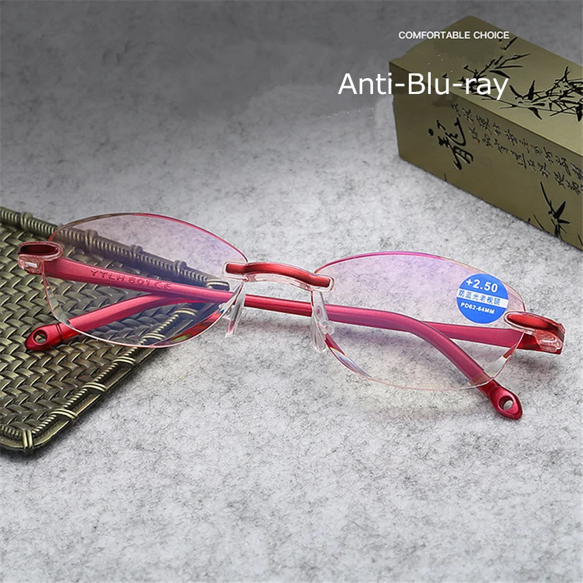 KUJUNY Unti синий светильник очки для чтения без оправы очки для дальнозоркости без памяти очки для дальнозоркости по рецепту+ 1,0+ 2,5