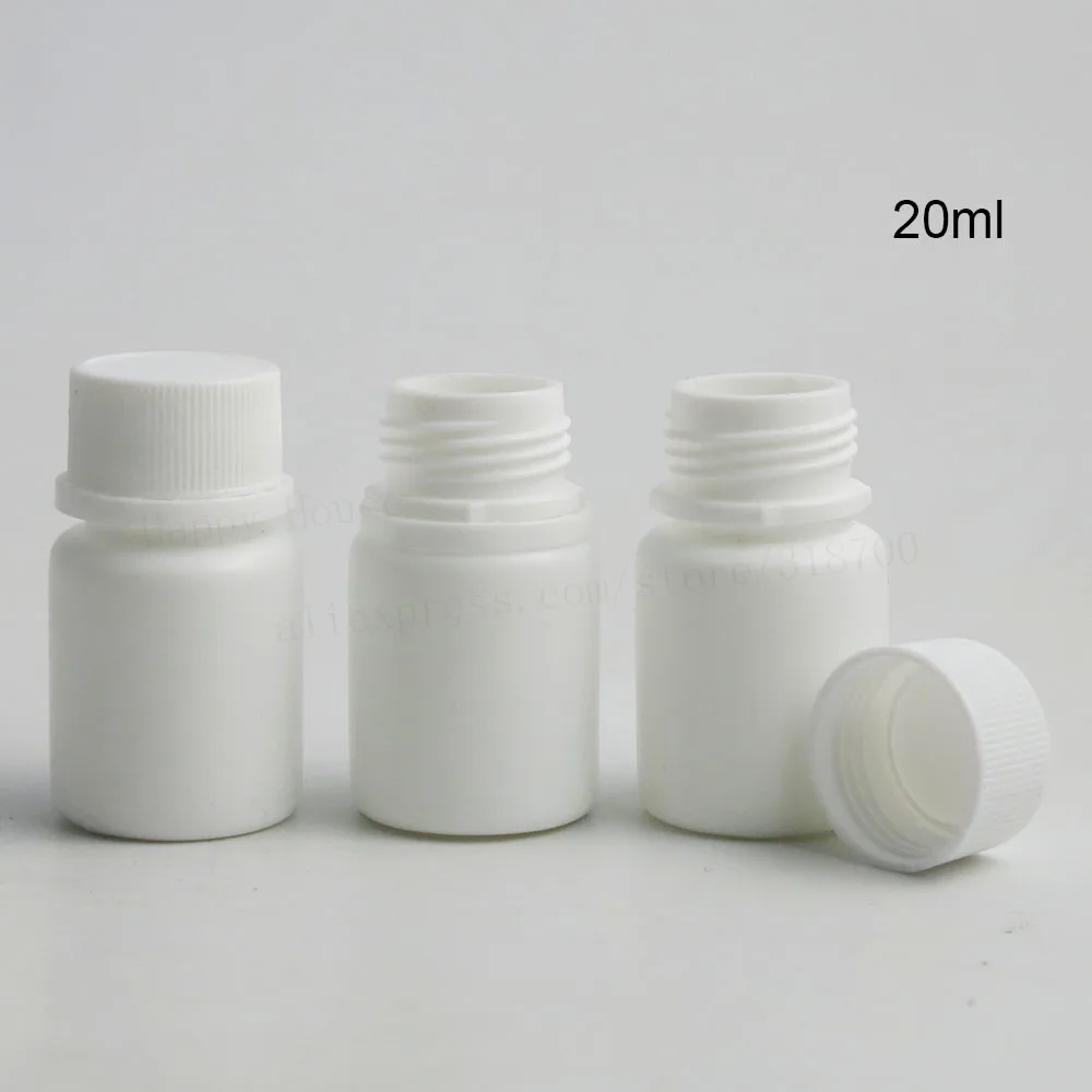 100 X HDPE 20 мл однотонные белые фармацевтическая таблетка планшет бутылки