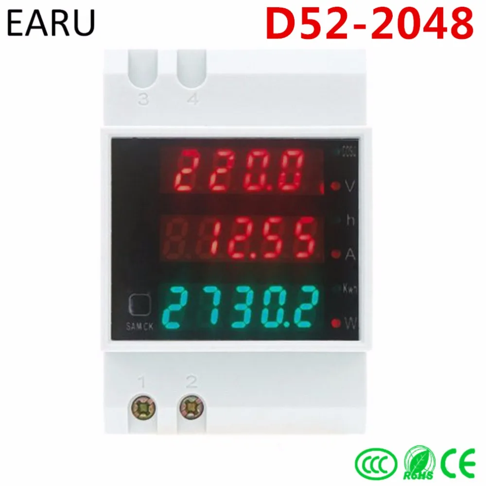 

Din Rail AC 80-300V 0-100.0A Ammeter Voltmeter Volt Amp Meter LED Display Active Power Power Factor Time Energy Voltage Current