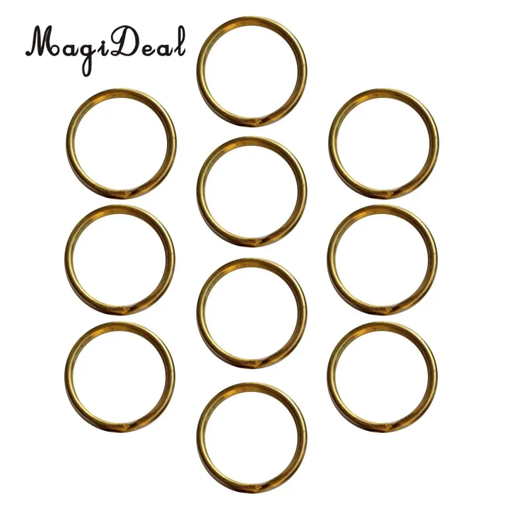 MagiDeal 10 Pieces Durable Solid Brass Key Holder Split Rings Keyring Keychain Key Fob Loop Craft Accessories 35mm