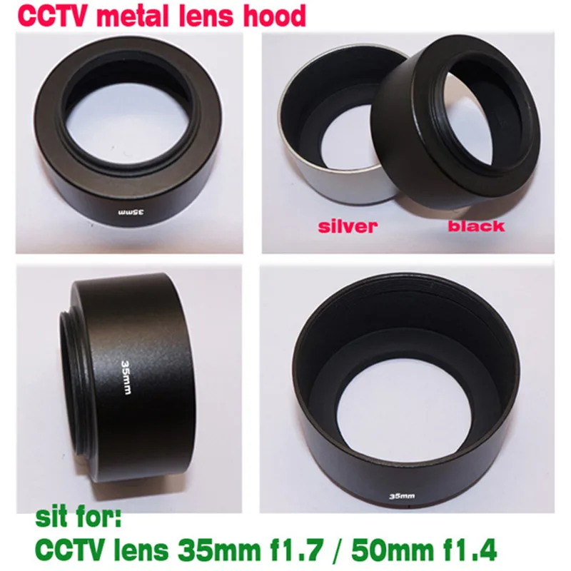 Silver 35mm Aluminum Screw-in Lens Hood for 35mm f//1.7 50mm f//1.4 CCTV Lenses 46mm Lens Cap