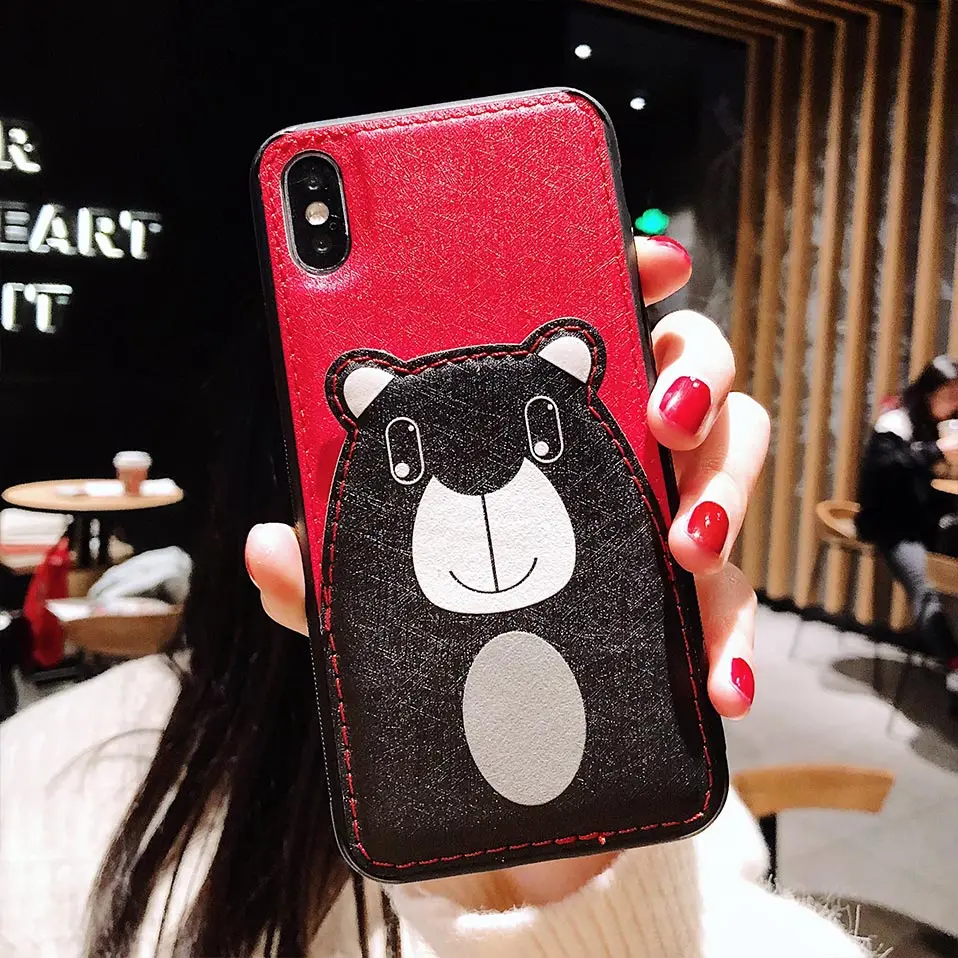 Cute Animal Pig Phone Case For iPhone 6 6S 7 8 Plus X Card slot Back Cover XS XR XSMax Capa |