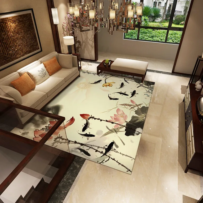 

3D Carpet for Living Room Rug Minimalist flower bird Chinese style Mat sofa large carpet study bedroom bedside table blanket Rug