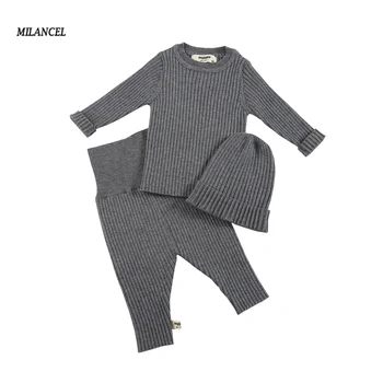 

MILANCEL Baby Clothing Set Knit Baby Girls Clothes Toddler Boys Clothes Hat Sweater and Pants Baby Set Kids Boutique Clothes