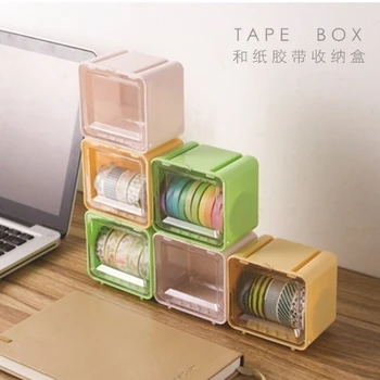 

1 PC Japanese Stationery Masking Tape Box Washi Tape Storage Organizer Desktop Tape Holder DIY Tools Office Supplies