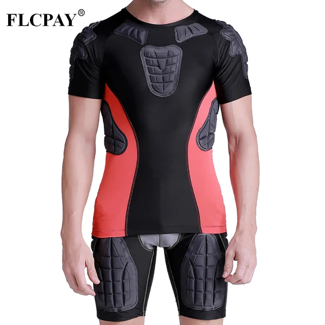Men's Padded Compression Shirt Protective T Shirt Rib Chest Protector