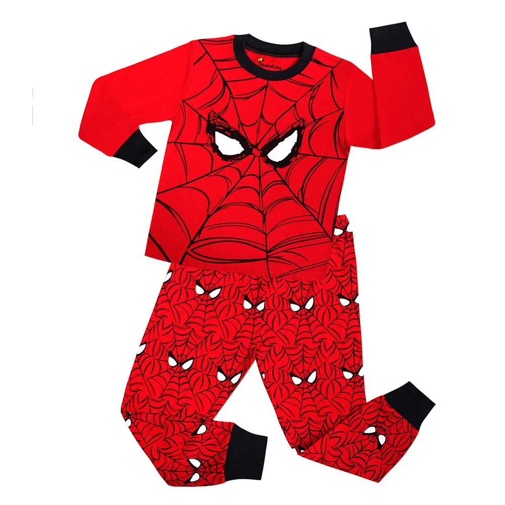 

22 Design Boys Spiderman Pajamas Sets Kids Superman Sleepwear Children Dinosaur Nightwear Baby Girls Love Mom Dad Pyjamas
