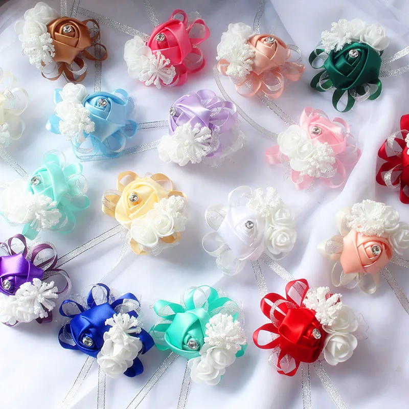wrist corsage bracelet bridal wedding flowers Bridesmaid  (126)