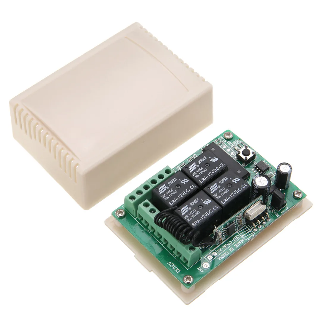 Mayitr 4pcs HCS301 433MHz Rolling Code Remote Control + DC 12V 10A Wireless Relay Receiver