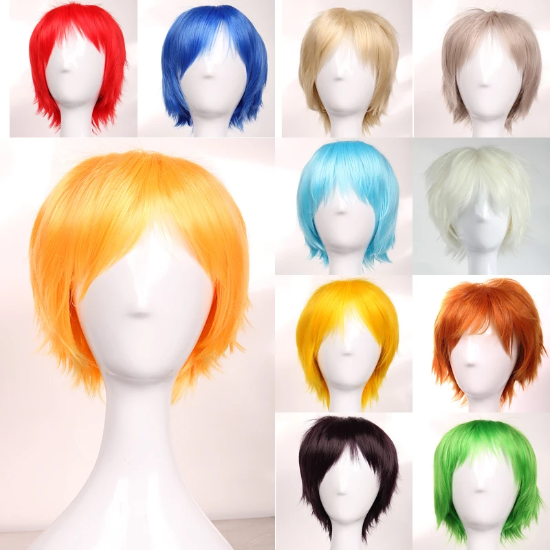 BENIHAIR, синтетический парик для косплея, белый, красный, зеленый, синий, розовый, желтый, парик, короткий слой, парик, накладные волосы, для мужчин и женщин, вечерние парики