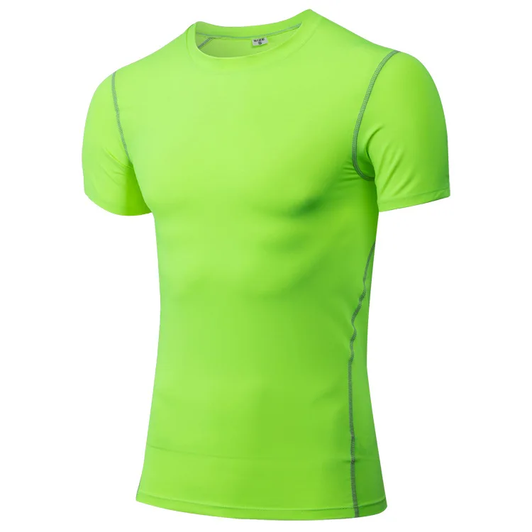Новые мужские рубашки для бега с коротким рукавом Черная Спортивная рубашка для спортзала Кроссфит фитнес тренировка футбола Джерси футболка для бега спортивная рубашка - Цвет: Зеленый