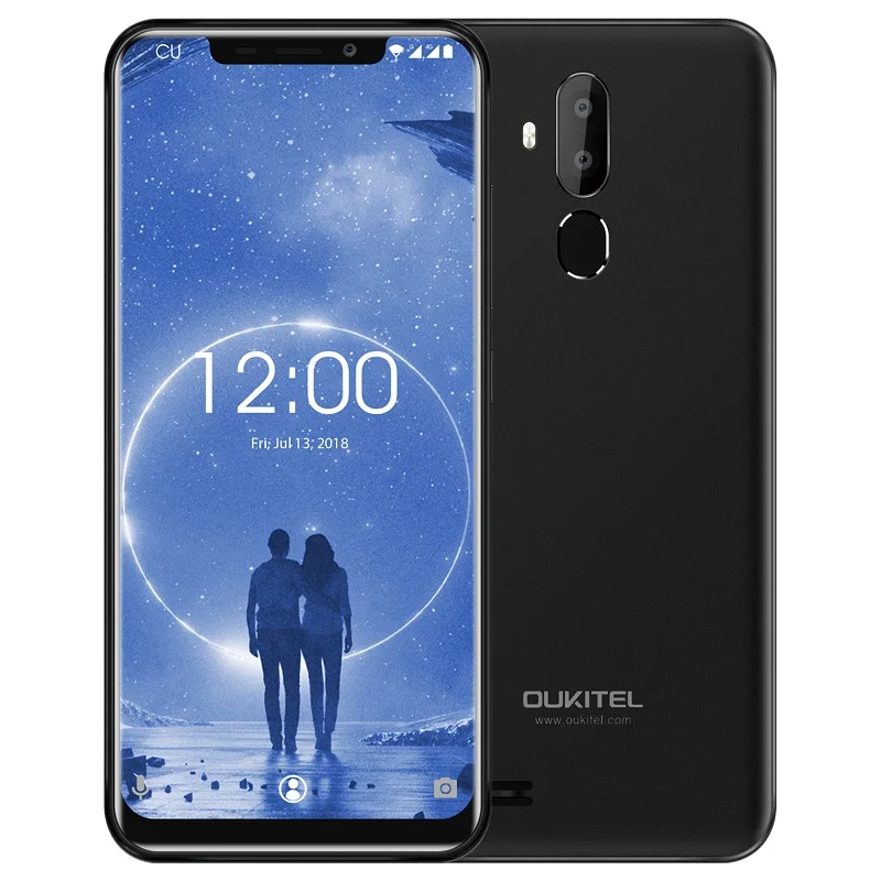 OUKITEL C12 Face ID 3g смартфон 6,1" 19:9 Android 8,1 MT6580 четырехъядерный 1. 3g Гц 2 ГБ+ 16 Гб 8MP+ 2.0MP нажмите отпечаток пальца мобильный - Цвет: Black