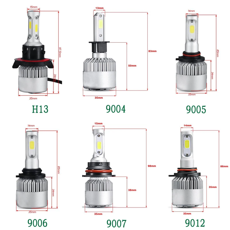 Auxmart светодиодные H7 H4 H11 лампы H1 H3 HB4 9006 HB3 9005 H13 светодиодных головных фар 72 Вт 8000lm 6500 к Светодиодная лампа авто H 7 11 светодиодные лампы для автомобильных фар(12 v