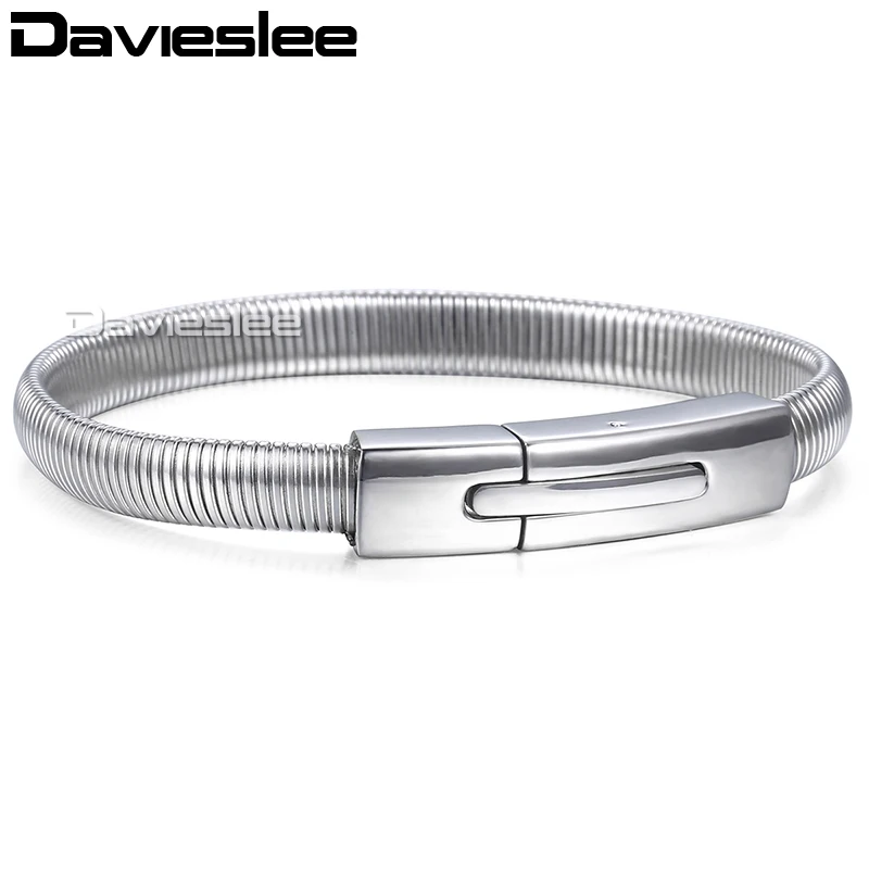 Davieslee плоская змея елочка браслет-цепочка для мужчин нержавеющая сталь браслет на магнитной застежке Прямая поставка ювелирные изделия подарок LKB631