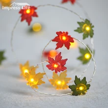 Maple Leaf String Lights Fall Leaves 10ft 40 LED Fairy Copper Wire Dimmer Thanksgiving Christmas Tree Home Outdoor Decorations