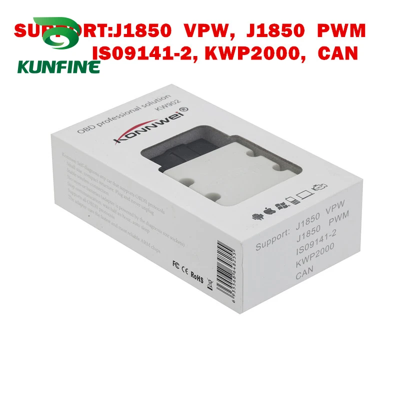 Kunfine kw902 ELM327 Bluetooth 3.0 odb2 II диагностический код сканер чтения Специальный для телефона Android Оконные рамы PC сканирования