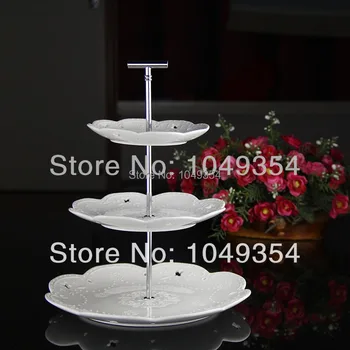 

new 3 tiers cake stand T style color silver Wedding, leisure teahouse afternoon snack pan support rod