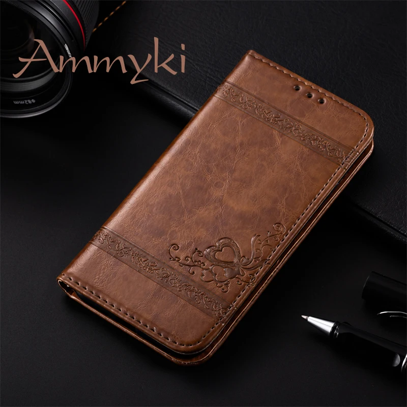

AMMYKI 6.3'For Redmi Note7 case Fine grain Design with heart flip leather phone back cover 6.3'For Xiaomi Redmi Note 7 case