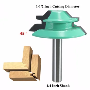 

45 Degree Lock Miter Router Bit 1/4 Inch Shank 9/16 Inch Stock Joint Router Bit Woodworking Cutter Tool