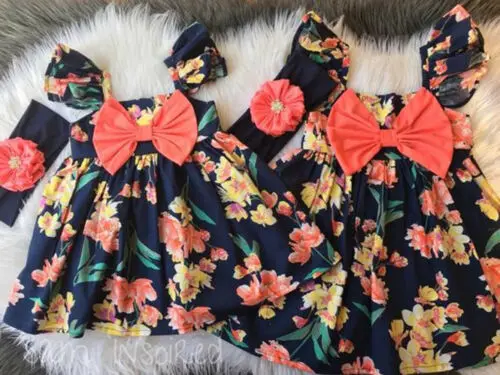 US Newborn Baby Girl Summer Clothes Flower Tops Dress+Red Triangle Pants 2PCS Outfits