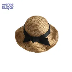 WeMe летние соломенные шляпы с бантом ручной вязки пляжная шляпа складная и широкополый шляпа