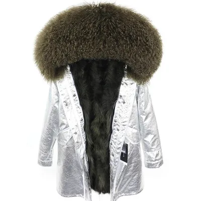 OFTBUY, зимняя женская куртка, большое натуральное меховое пальто, парка, монгольский овечий мех, воротник, Лисий мех, подкладка, камуфляж, длинное пальто, мода