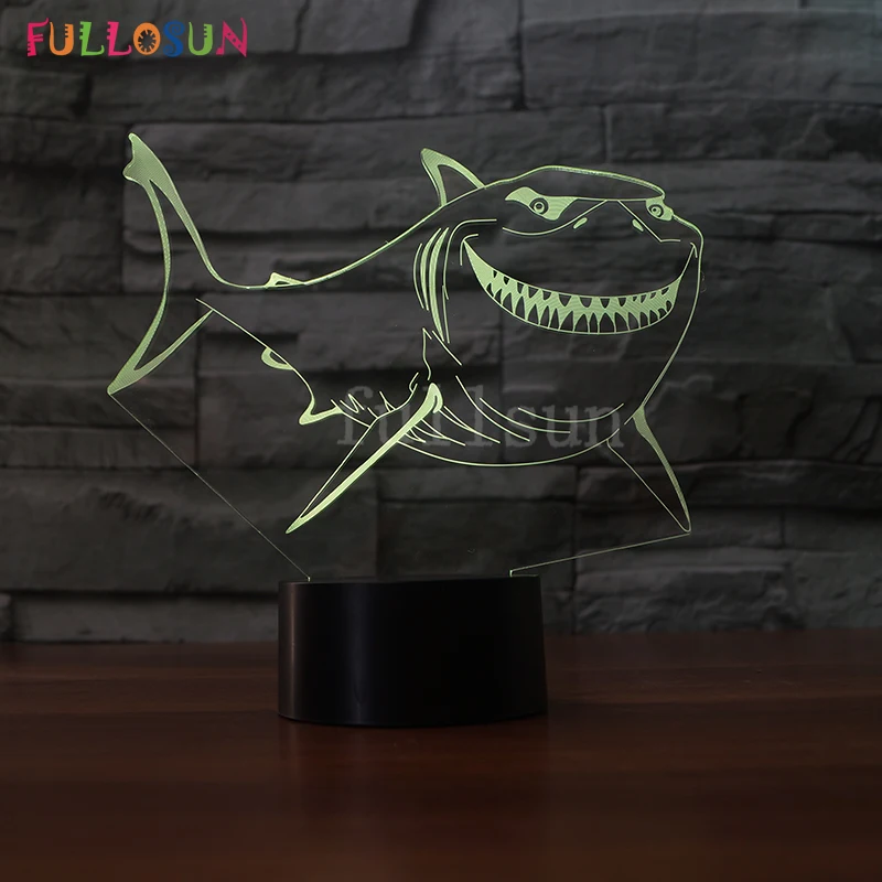 Акула игрушка 3D огни с 7 цветов светодиодный ночник день рождения детей подарок для декоративная лампа для спальной комнаты