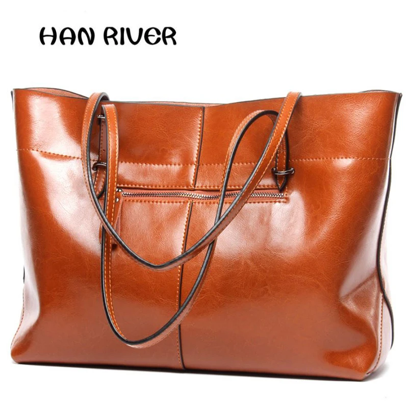 

2017 new real leather fashion style bag single shoulder cow leather shopping bag portable real leather bag simple practical wome