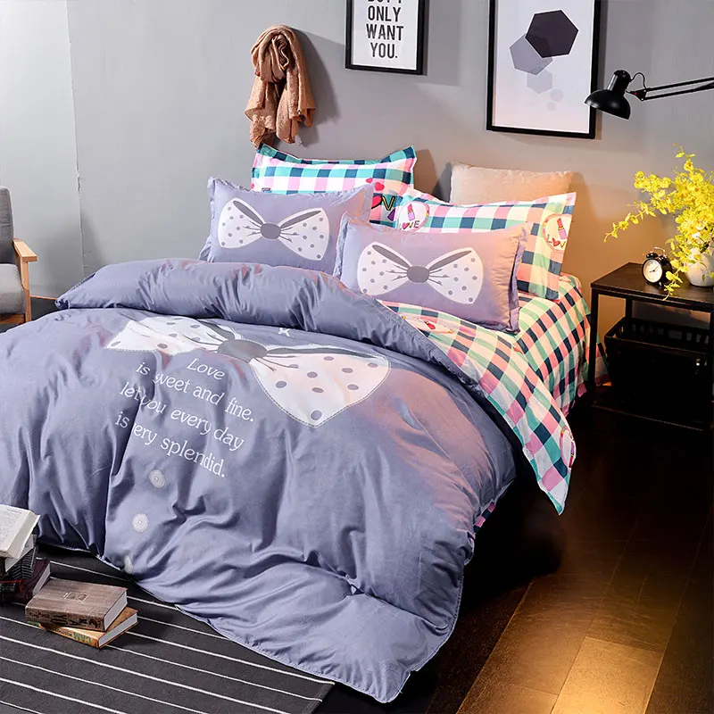 

New Fashion Bedding Set 4pcs Duvet Cover Sets Soft Polyester Bed Linen Flat Bed Sheet Set Pillowcase Home Textile Drop Ship