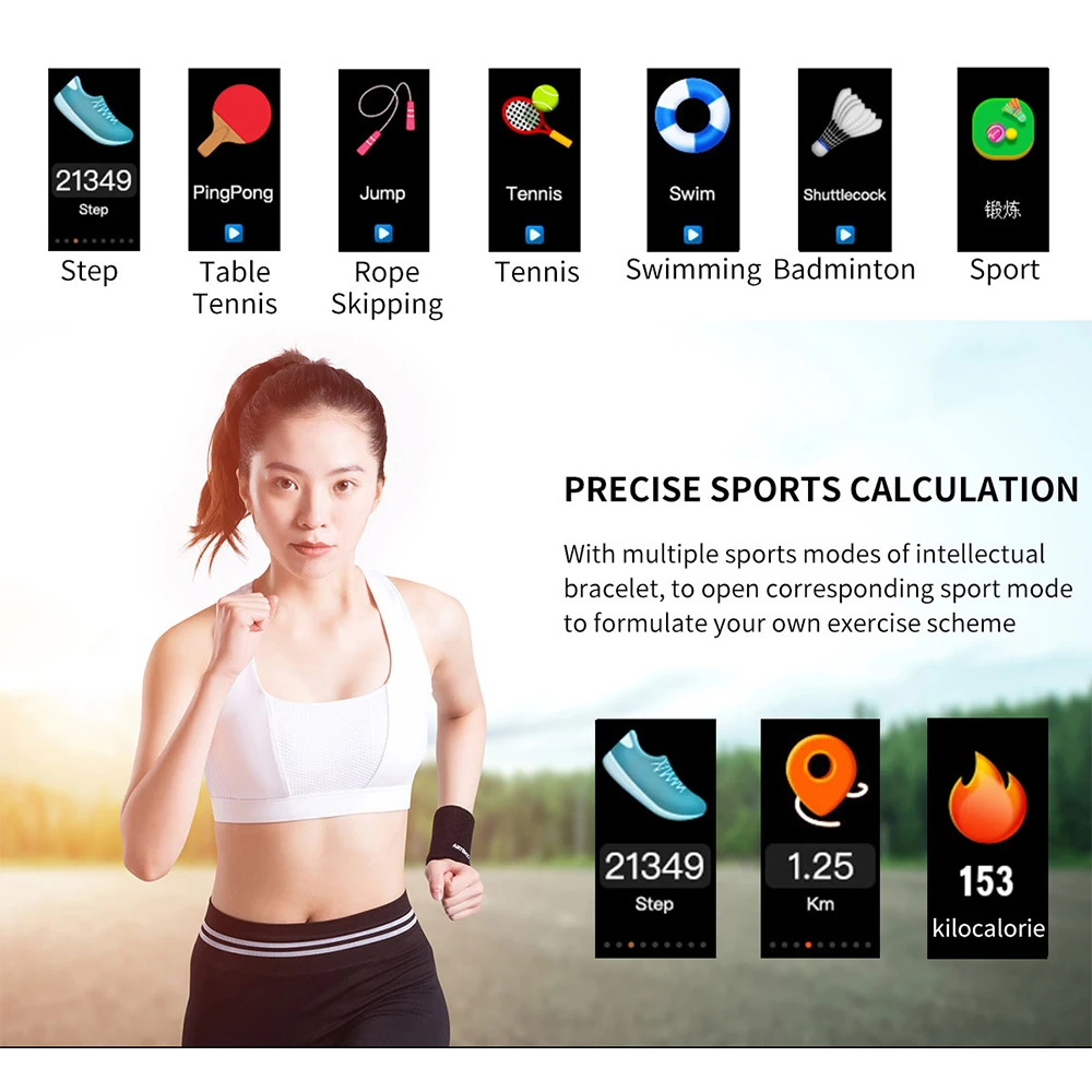 Смарт Браслет фитнес браслет цветной экран пульсометр тонометр PK Mi Band 3