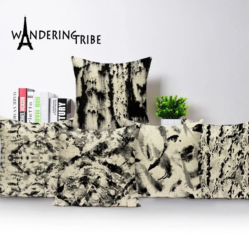 

Vintage Watercolor Pillow Case Abstract Geometric Cover Pillow Scandinavian Custom Cushions Decorative Bed Cushion Cover Cases