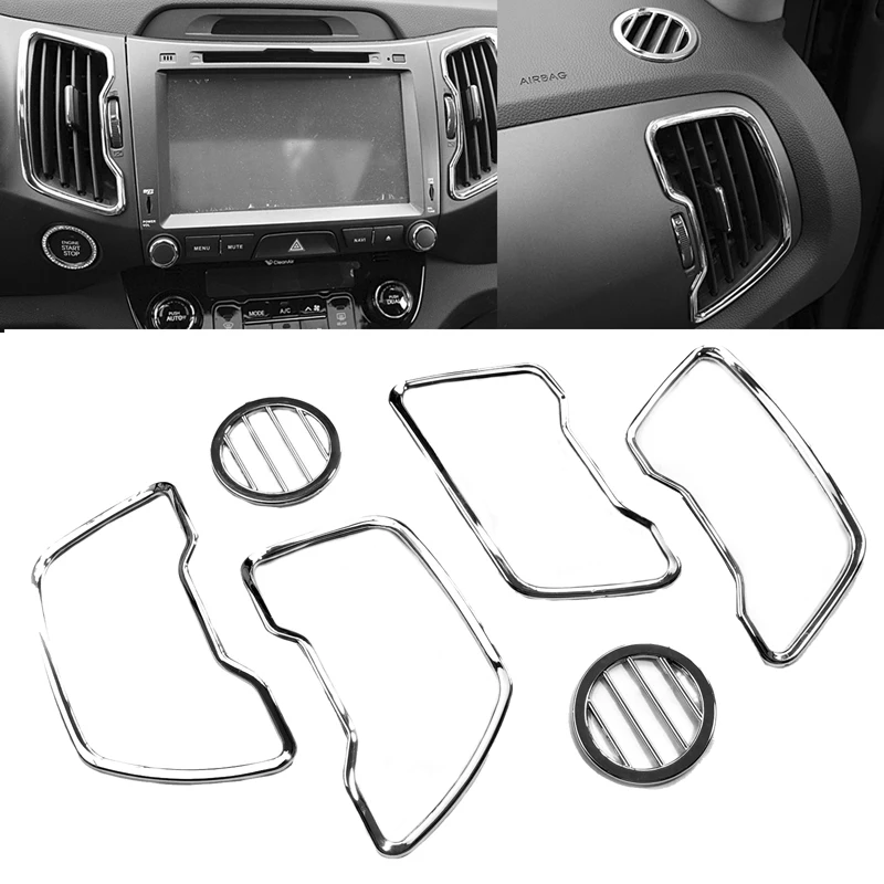JEAZEA 6pcs Car Chrome Steering Wheel Air Vent Cover Trim Kit Left Hand Driver For Kia