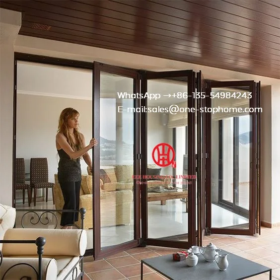  latest saving space option balcony aluminium folding glass doorAluminium Double Glass Sliding Foldi