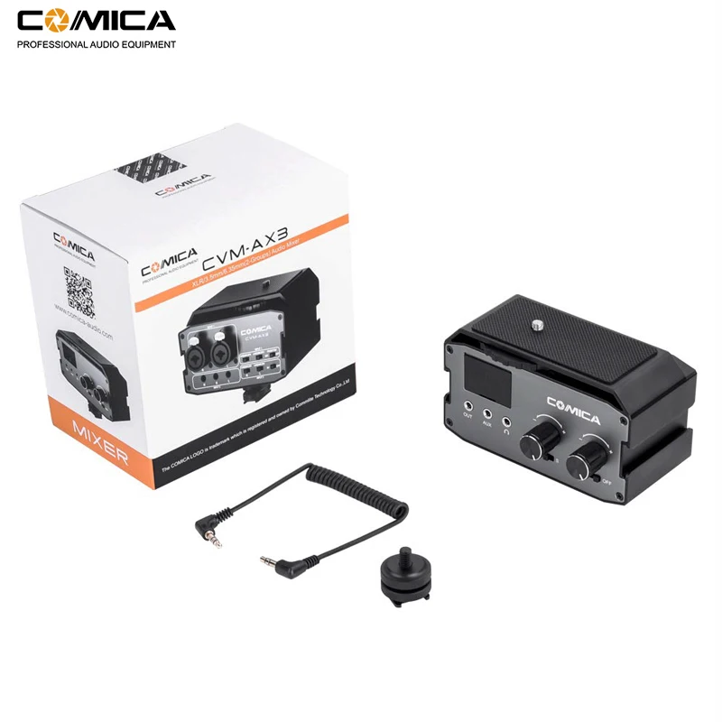 Comica CVM-AX3 XLR аудио адаптер смесителя предусилитель двойной XLR/3,5 мм/6,35 мм порт микшер для Canon Nikon DSLR камеры S& видеокамеры