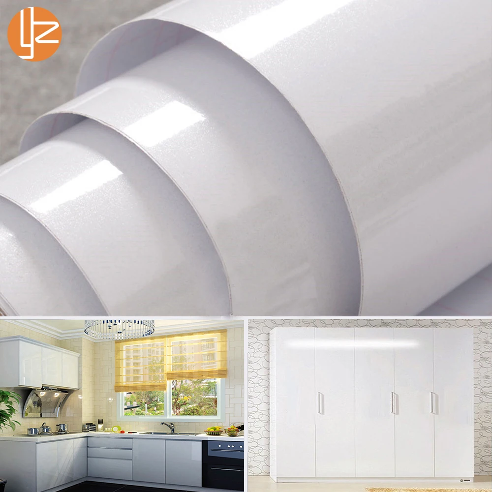 

Yazi Kitchen Plain White Wallpaper Films Refurbished Wardrobe Clothes Cupboard Door Desktop Furniture Home Decor