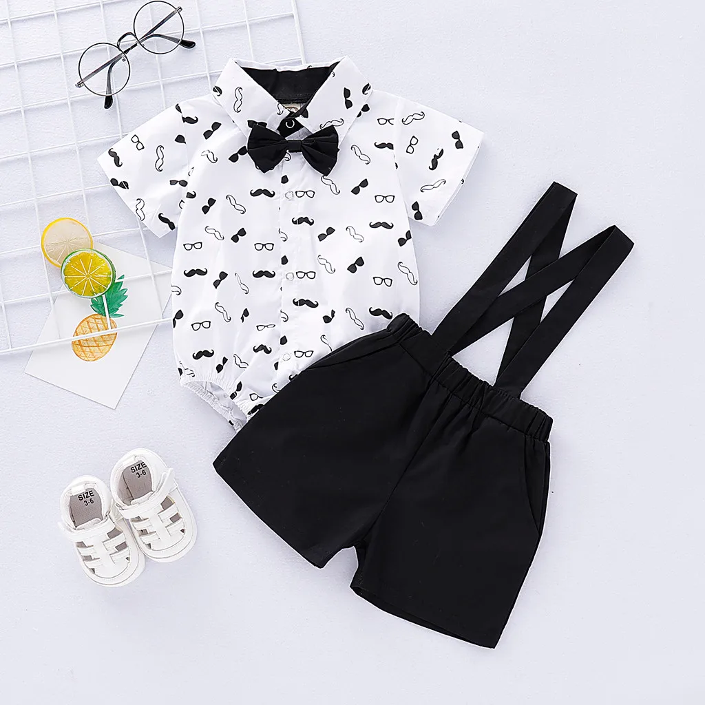 

Infant Baby Boys Gentleman Beard Romper Suspenders Strap Shorts Set Outfits newborn clothes roupa infantil ubrania dla noworodka