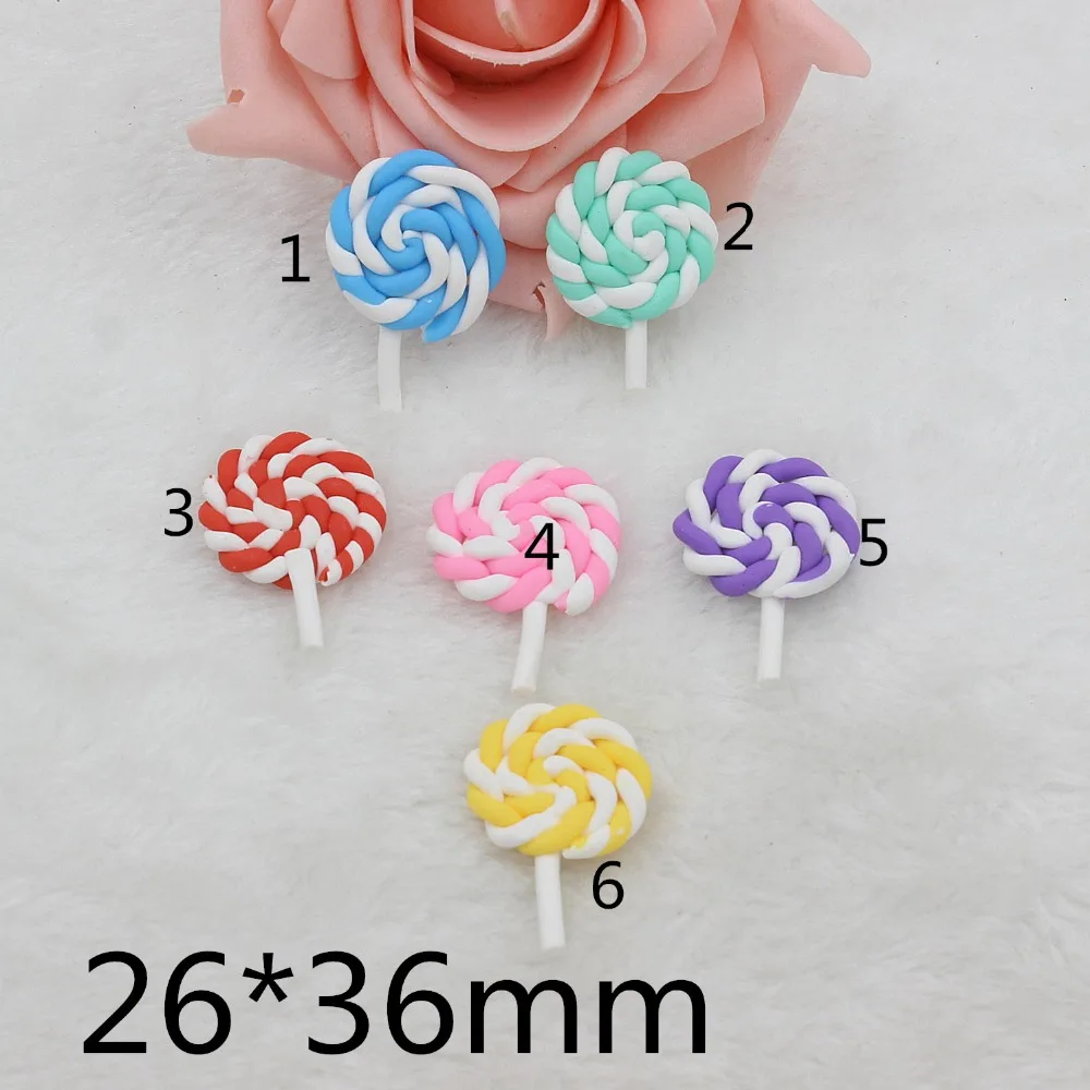 

30pcs/lot kawaii ploymer clay lollipop for kids phonecase 26*36MM mix colors