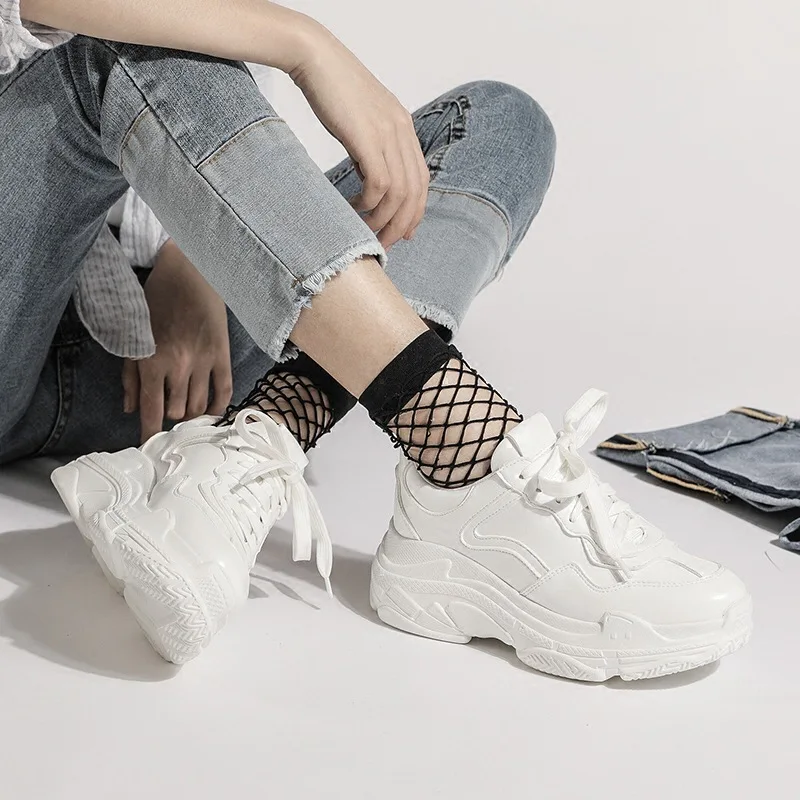 

New 2019 Summer Casual Women Sneakers Air Mesh Breathable Shoes Flat Platform Casual Shoes Female Trainers White Pink Size 35-40