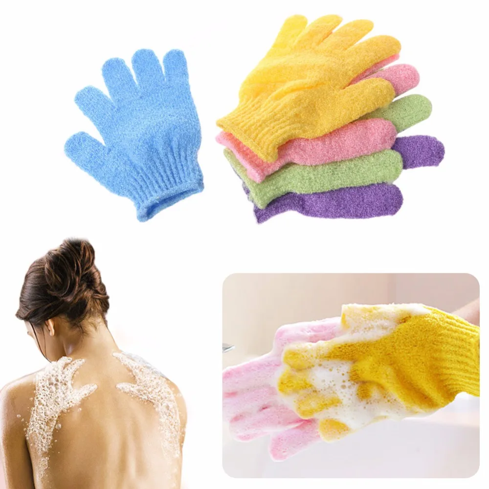 1 Pc полиэстер Для ванной перчатки Отшелушивающий уход за кожей спа массаж душа средства ухода за кожей скраб скруббер