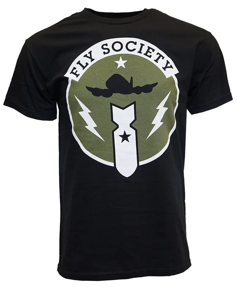 FLY SOCIETY BOMB SQUAD Мужская черная футболка 2019 Новая модная брендовая мужская с принтом