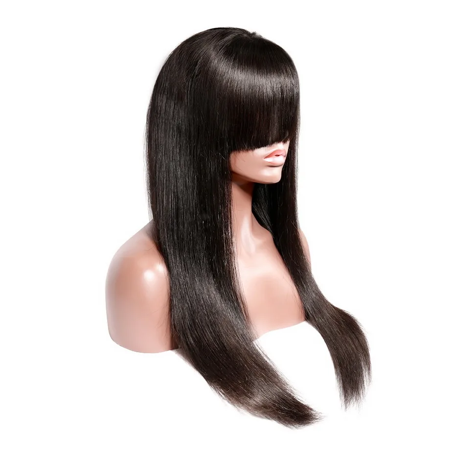 Парик Stema Bang Человеческие волосы Remy 150 Плотность 13x4 прямые кружевные передние
