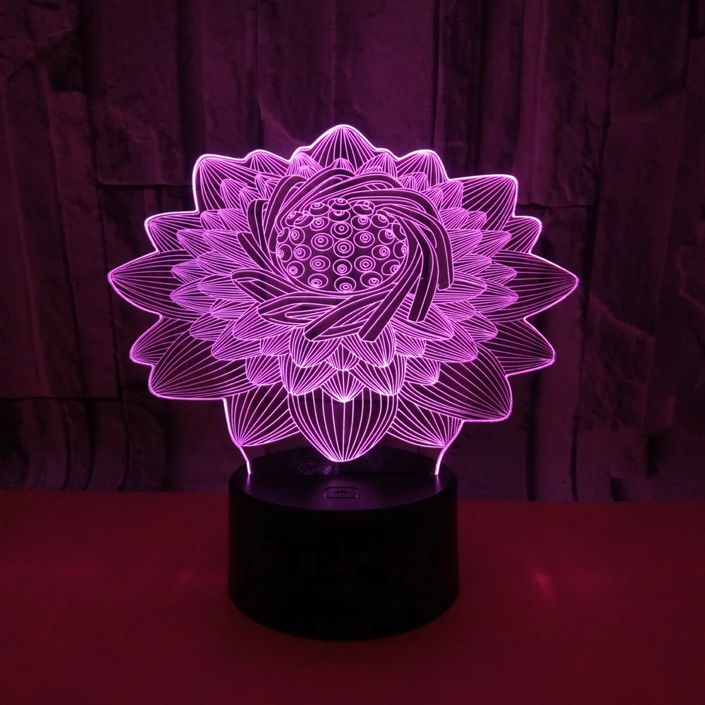 Новый светодиодный светильник Lotus 3d креативная настольная Светодиодная лампа Usb