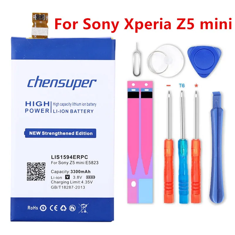 Chensuper New LIS1594ERPC Мобильный телефон Аккумулятор для Sony Xperia Z5 compact Mini E5823 E5803 батареи 3300